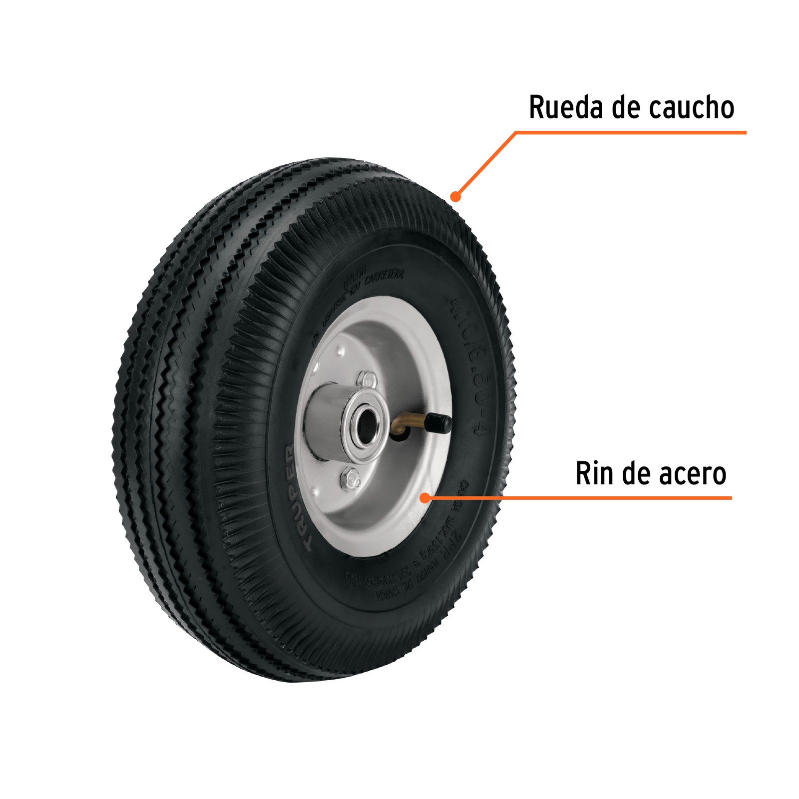 Rueda neumática 10" para eje central - Imagen 3